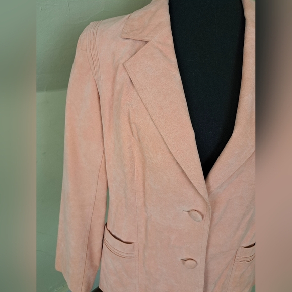 Custom Made Ricky Bo Hilton Hotel 1/F Hong Kong Women's Pink Suede Blazer VTG - Picture 2 of 16